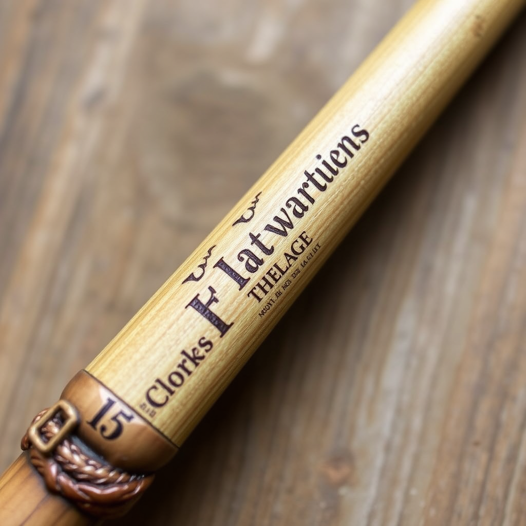 Beautifully engraved Harry Potter wand with personalized name and Hogwarts house inscription in elegant script lettering