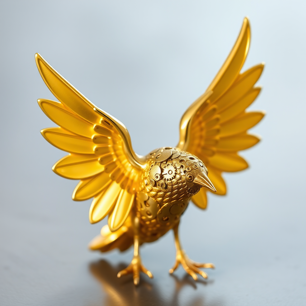 Golden Snitch with restored wings and polished surface showing intricate mechanical details after expert restoration work